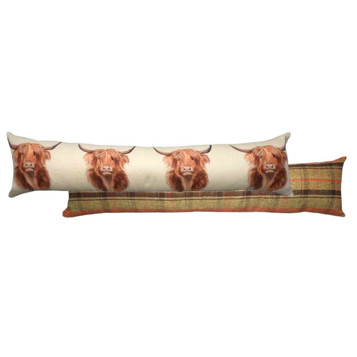 Opie Highland cow tartan draught excluder from Roseland