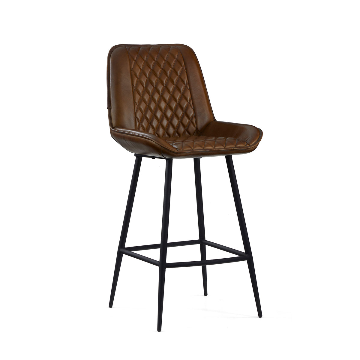 Rex Brown Quilted Leather Breakfast Bar Stool from Roseland Furniture