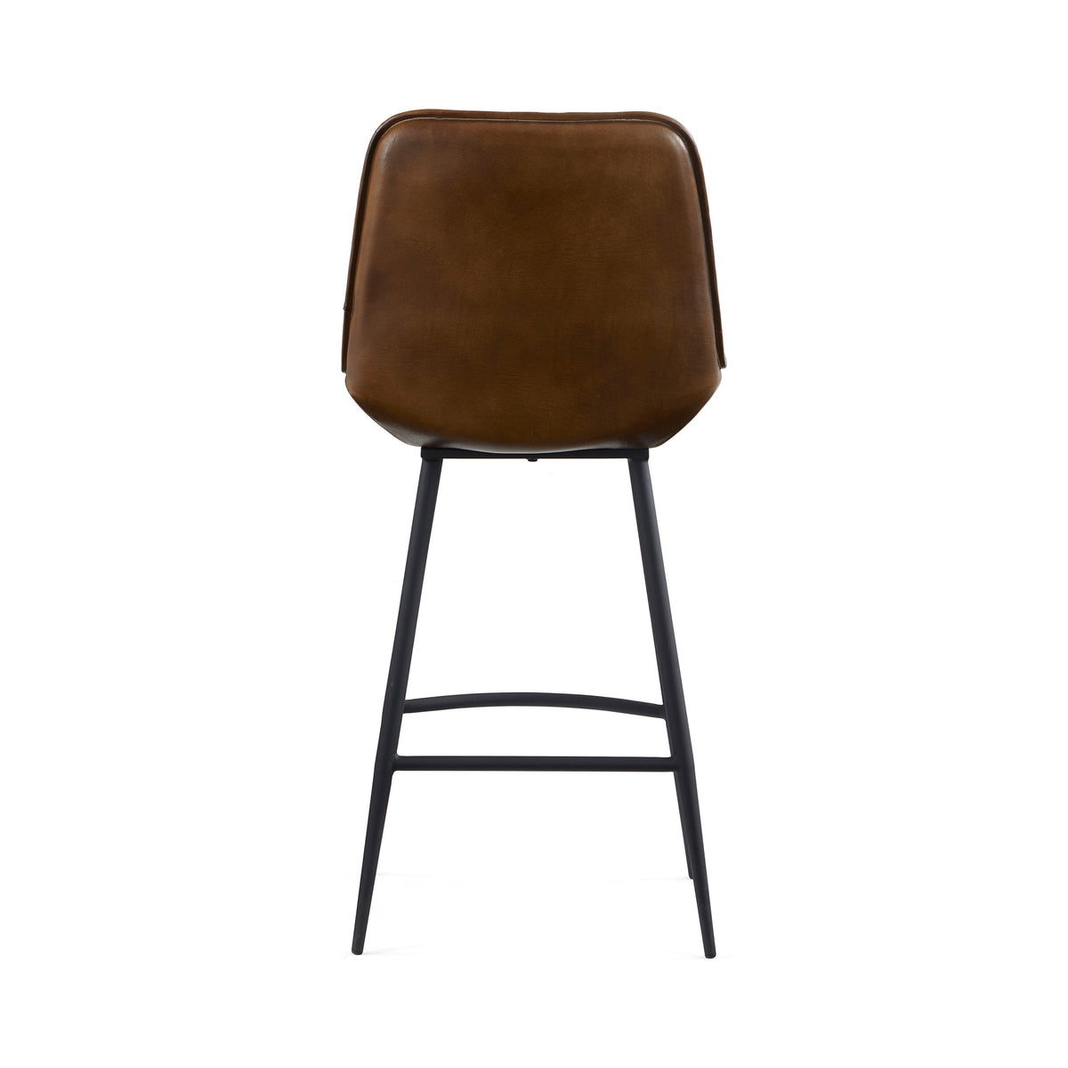 Rex Brown Quilted Leather Breakfast Bar Stool back view
