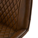 Rex Brown Quilted Leather Breakfast Bar Stool close up of quilted stitch details