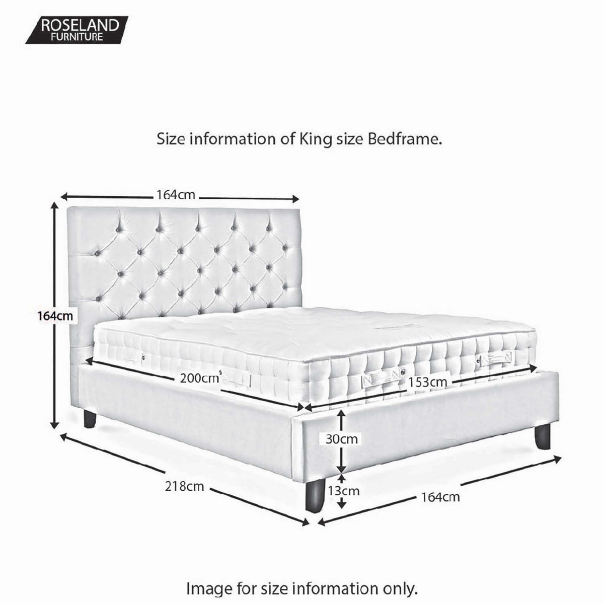 Francis King Size Bed Frame - Size Guide