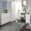 Kinsley White Gloss 3 Drawer Bedside Cabinet from Roseland cabinet wardrobe vanity mirror