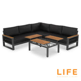 LIFE Soho Corner Lounge with Teak Lift Coffee Table