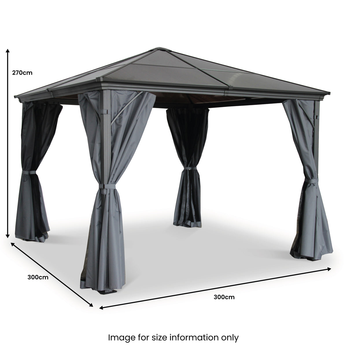 Lugano Grey Premium Gazebo 3x3m dimensions