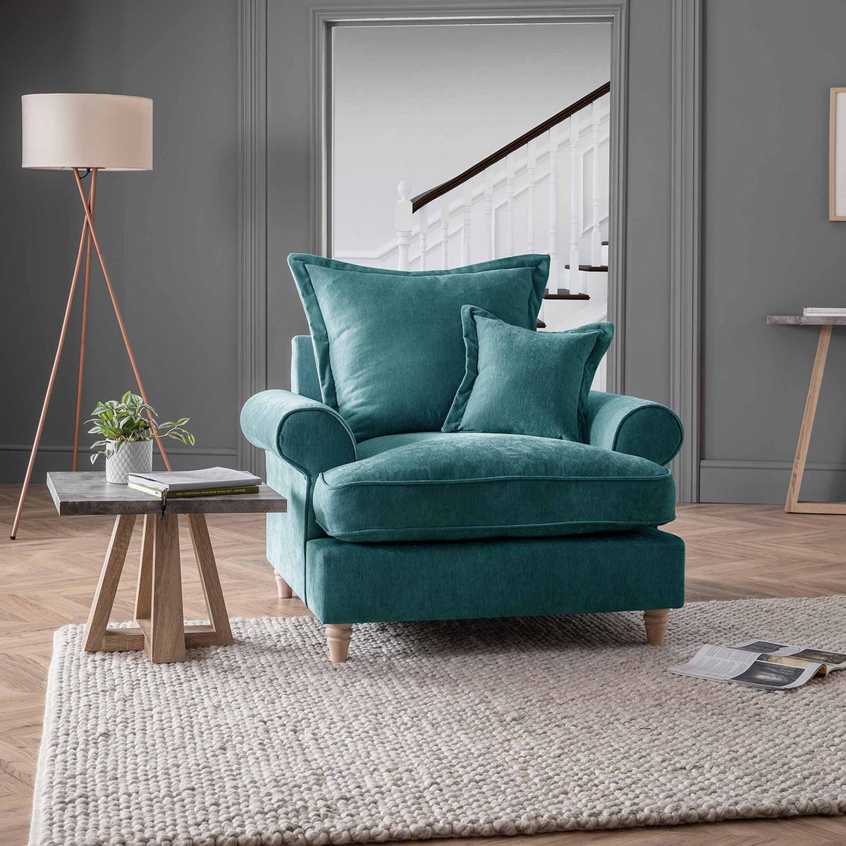 Riley Pillow Back Emerald Green Armchair for living room