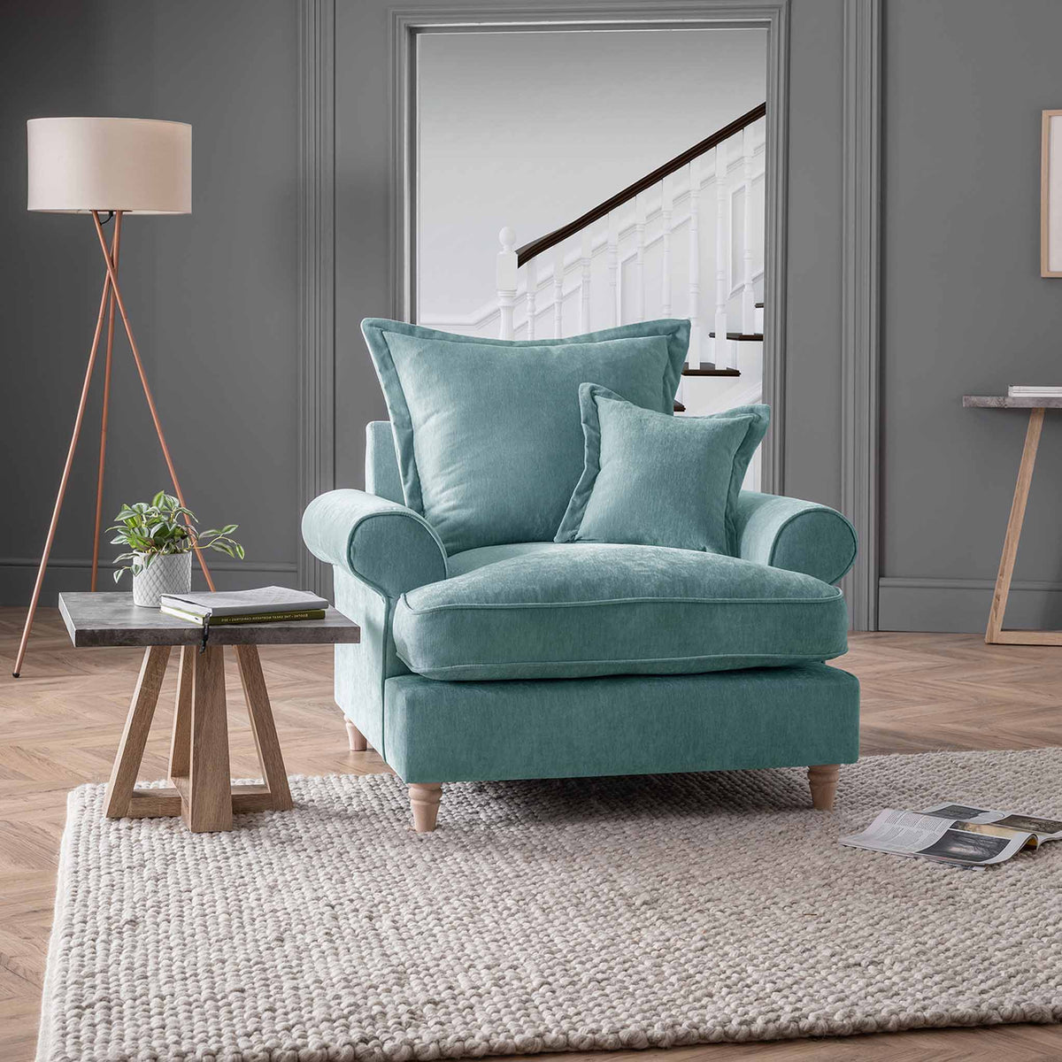 Riley Pillow Back Lagoon Armchair for living room