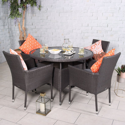 Malaga 4 Seat Deluxe Stacking 110cm Rattan Dining Set