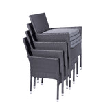 Malaga 6 Seat 140cm Stacking Rattan Garden Dining Set Stacked Chairs