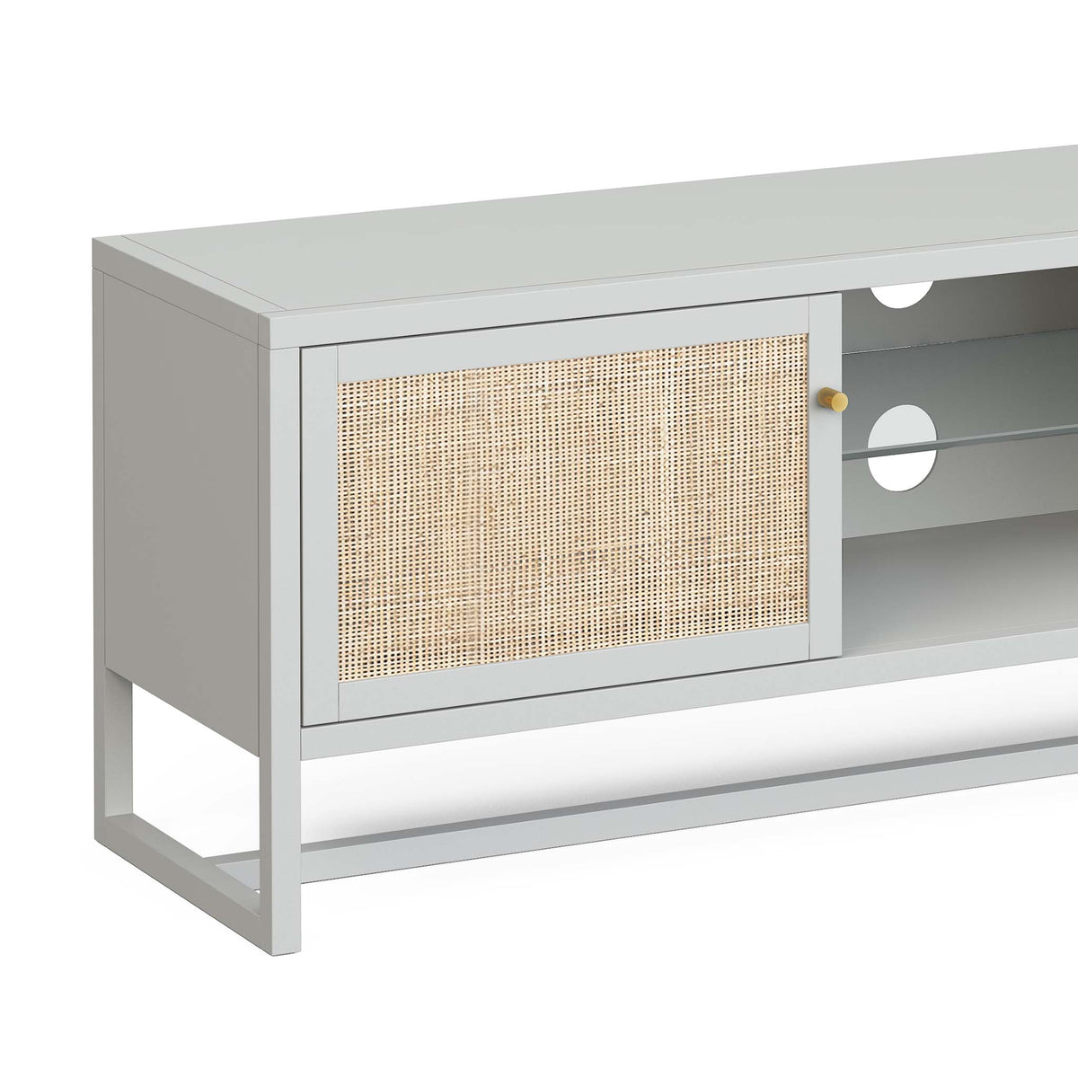 Margot Cane Wide TV Media Unit - Close up of top and door front