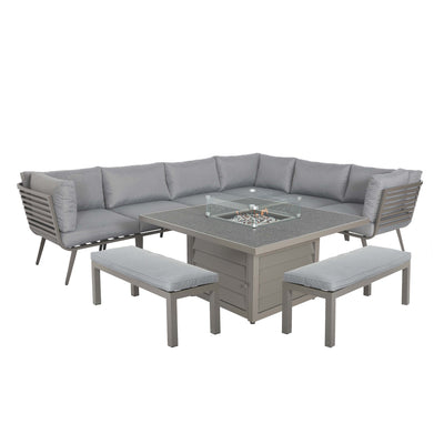 Mayfair 120cm Corner Fire Pit Table Garden Lounge Set