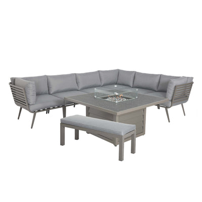 Mayfair 120cm Corner Fire Pit Table Garden Lounge Set