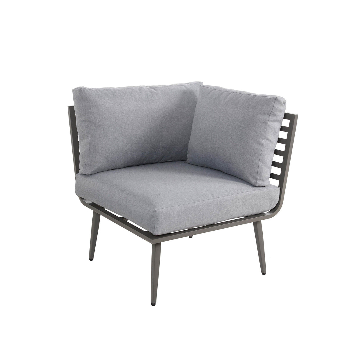 Mayfair 150cm Grey Outdoor Corner Fire Pit Table Lounge Set Corner Sofa Seat