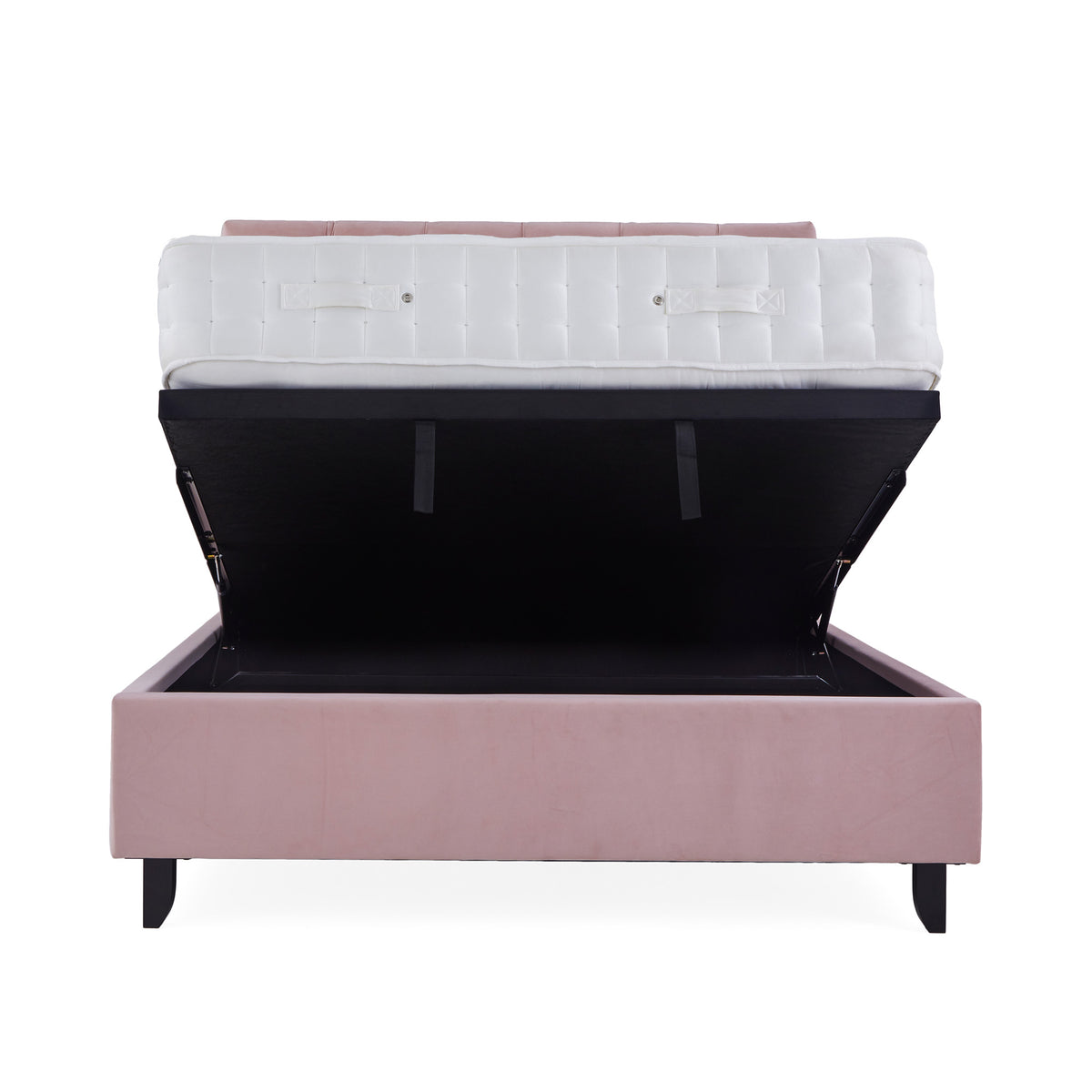 Francis Blush Velvet Ottoman Storage Bed end view
