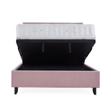 Francis Blush Velvet Ottoman Storage Bed end view