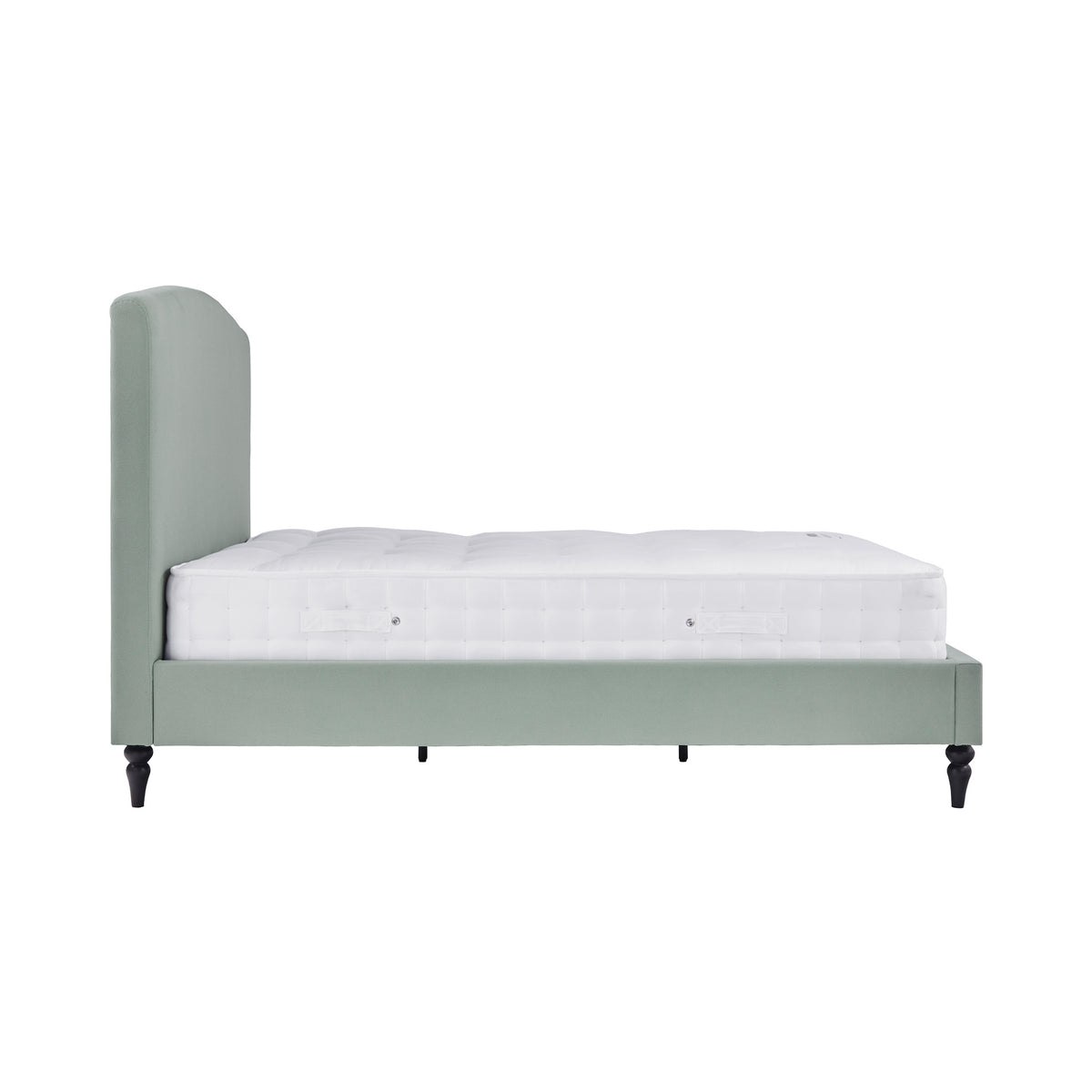 Liberty Duck Egg Upholstered Linen Bed Frame side view