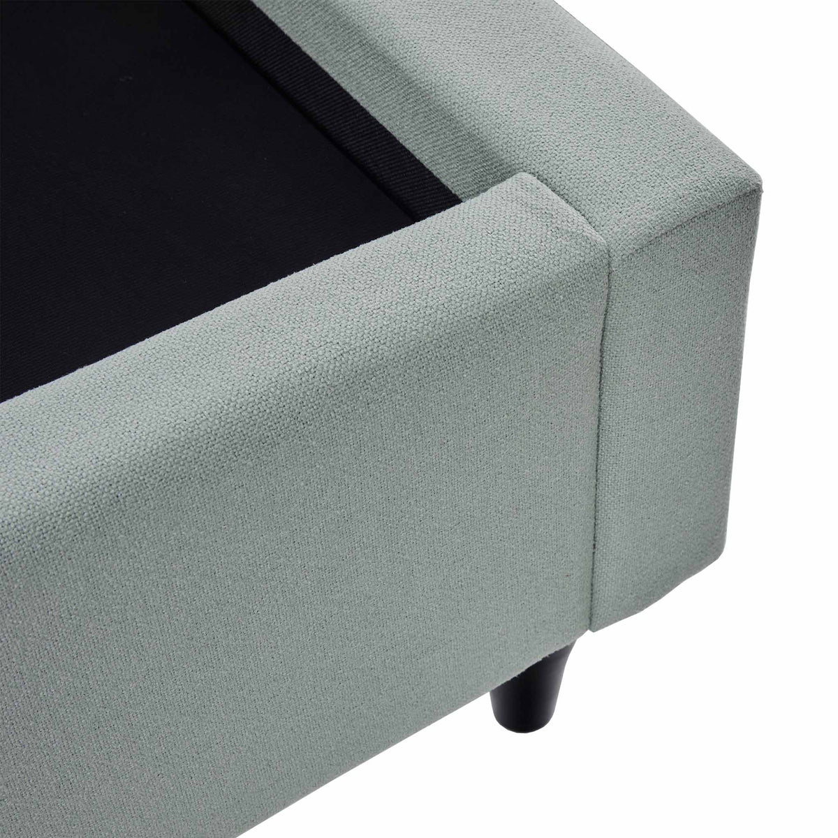 Liberty Duck Egg Upholstered Linen Bed Frame top view of bed base