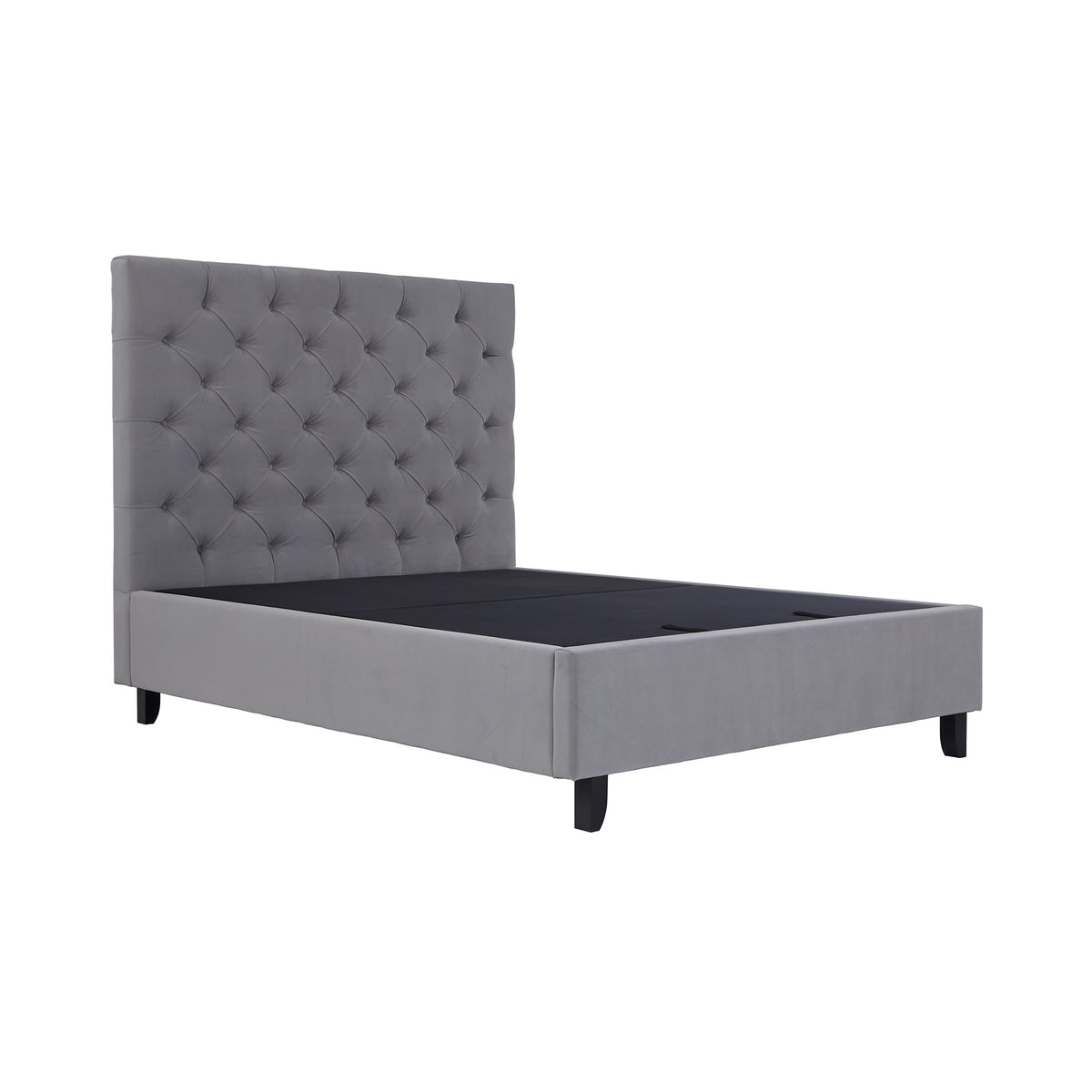 Francis Silver Mink Velvet Ottoman Storage Bed with mattress