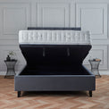 Francis Steel Velvet Ottoman Storage Bed  opened storage front view
