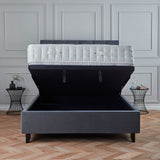 Francis Steel Velvet Ottoman Storage Bed opened storage front view