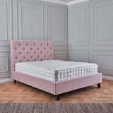 Francis Blush Velvet Ottoman Storage Bed from Roseland Furniture