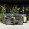 Melody Grey Rattan Outdoor Corner Lounge Set with Rising Table from Roseland Furniture