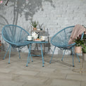 Monaco Blue 2 Seat Garden Egg Chair Bistro Set Lifestyle Setting