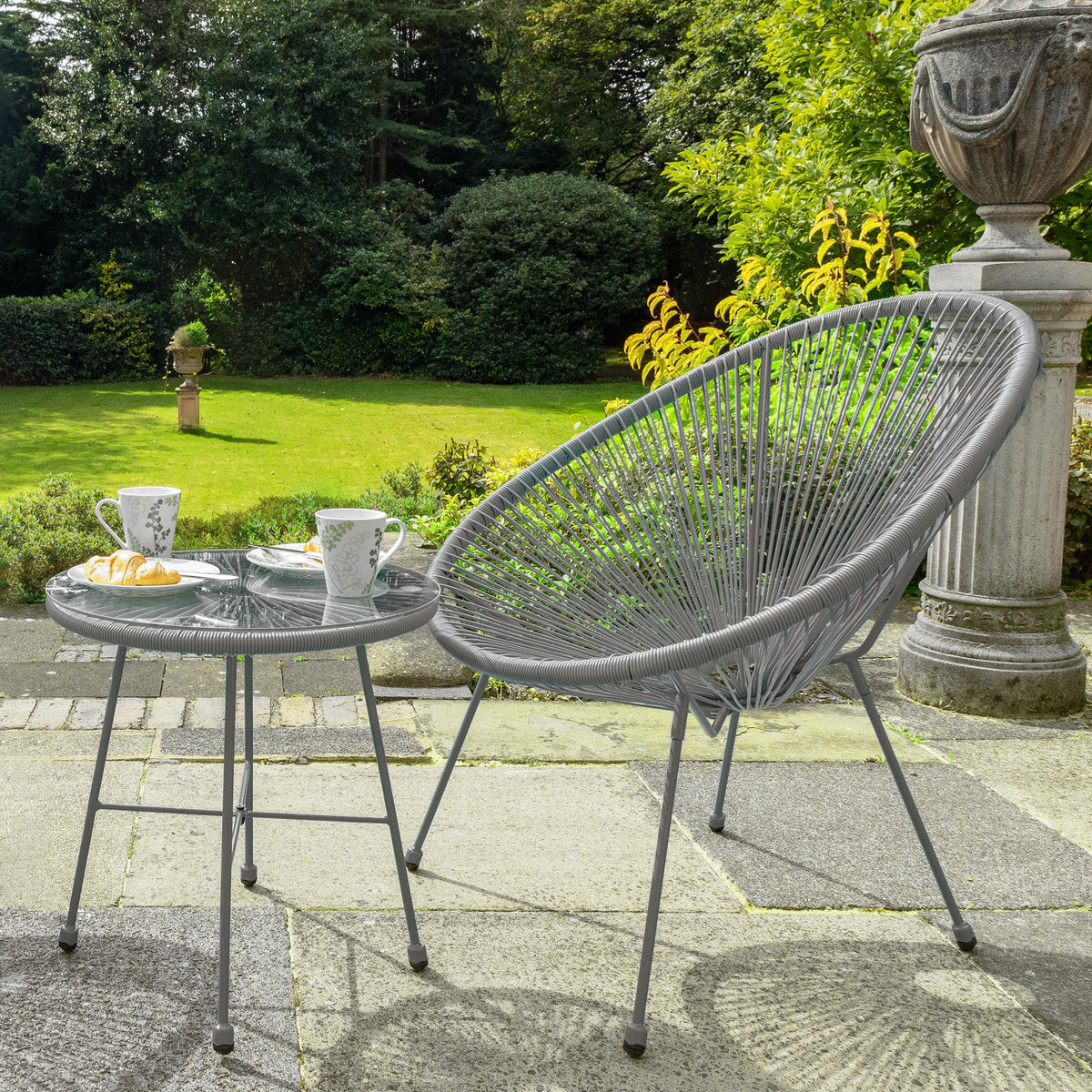 Monaco Grey 2 Seat Garden Egg Chair Bistro Set