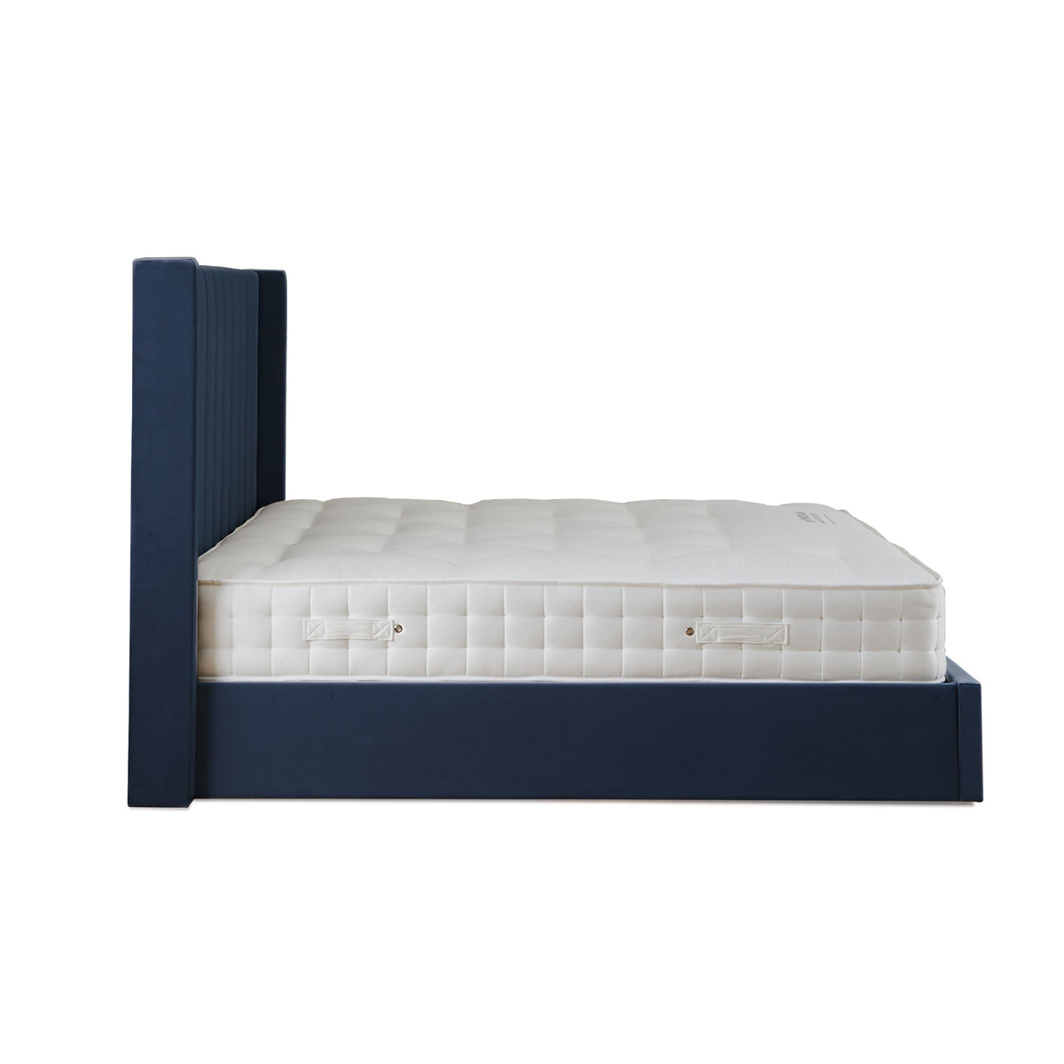 Maude Navy Velvet Ottoman Storage Bed Frame 