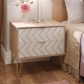 Mila White with Gold Hairpin Legs 2 Drawer Bedside from Roseland