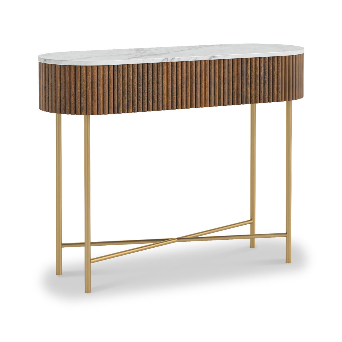 Milo Mango & Marble Walnut Fluted Console Table from Roseland Furniture