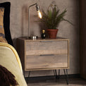 Moreno Rustic Oak Wireless Charging 2 Drawer Sofa Side Lamp Table life style
