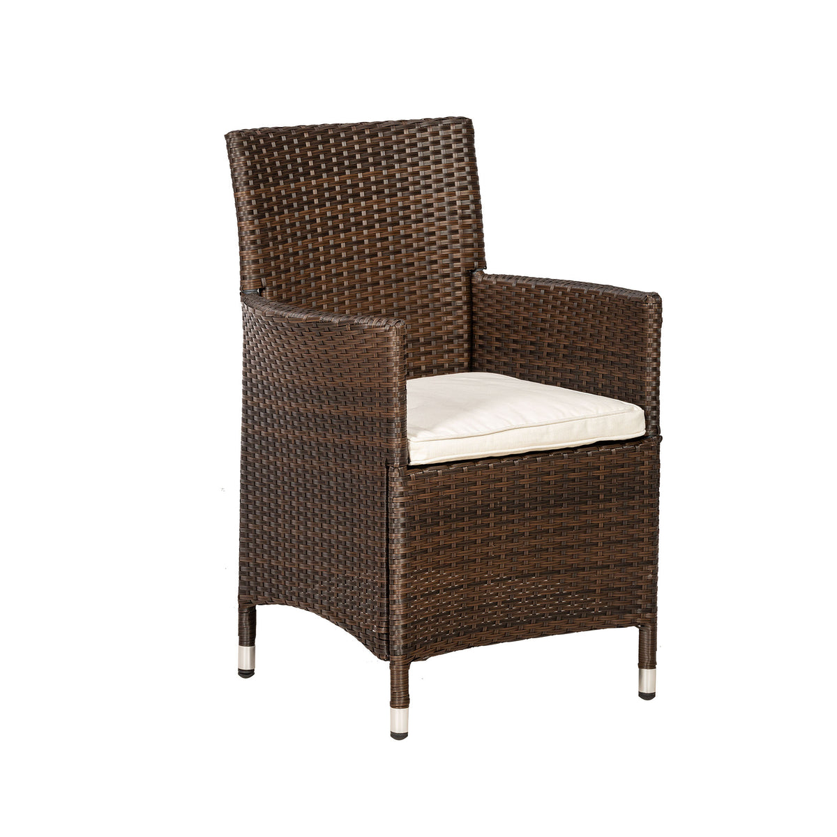 Vada 110cm 4 Seat Rattan Round Dining Set - Brown