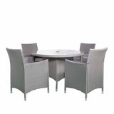 Vada Grey 110cm 4 Seat Rattan Round Dining Set