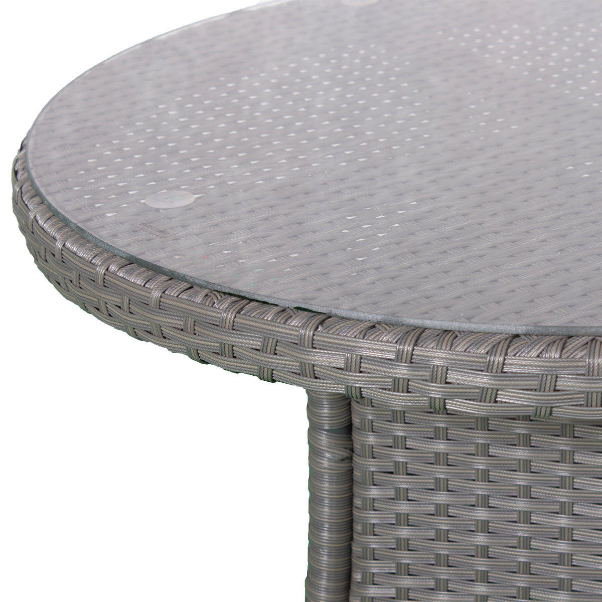 Vada 110cm 4 Seat Rattan Round Dining Set - Grey