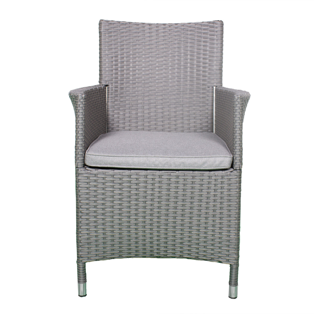 Vada 110cm 4 Seat Rattan Round Dining Set - Grey
