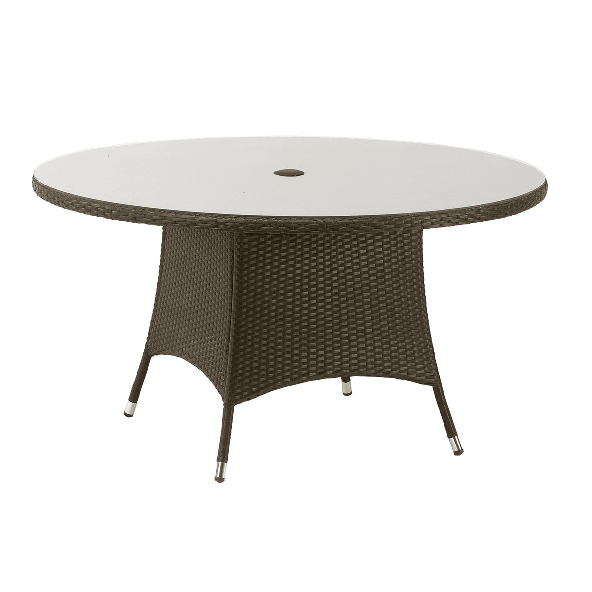 Vada 140cm 6 Seat Rattan Round Dining Set - Brown