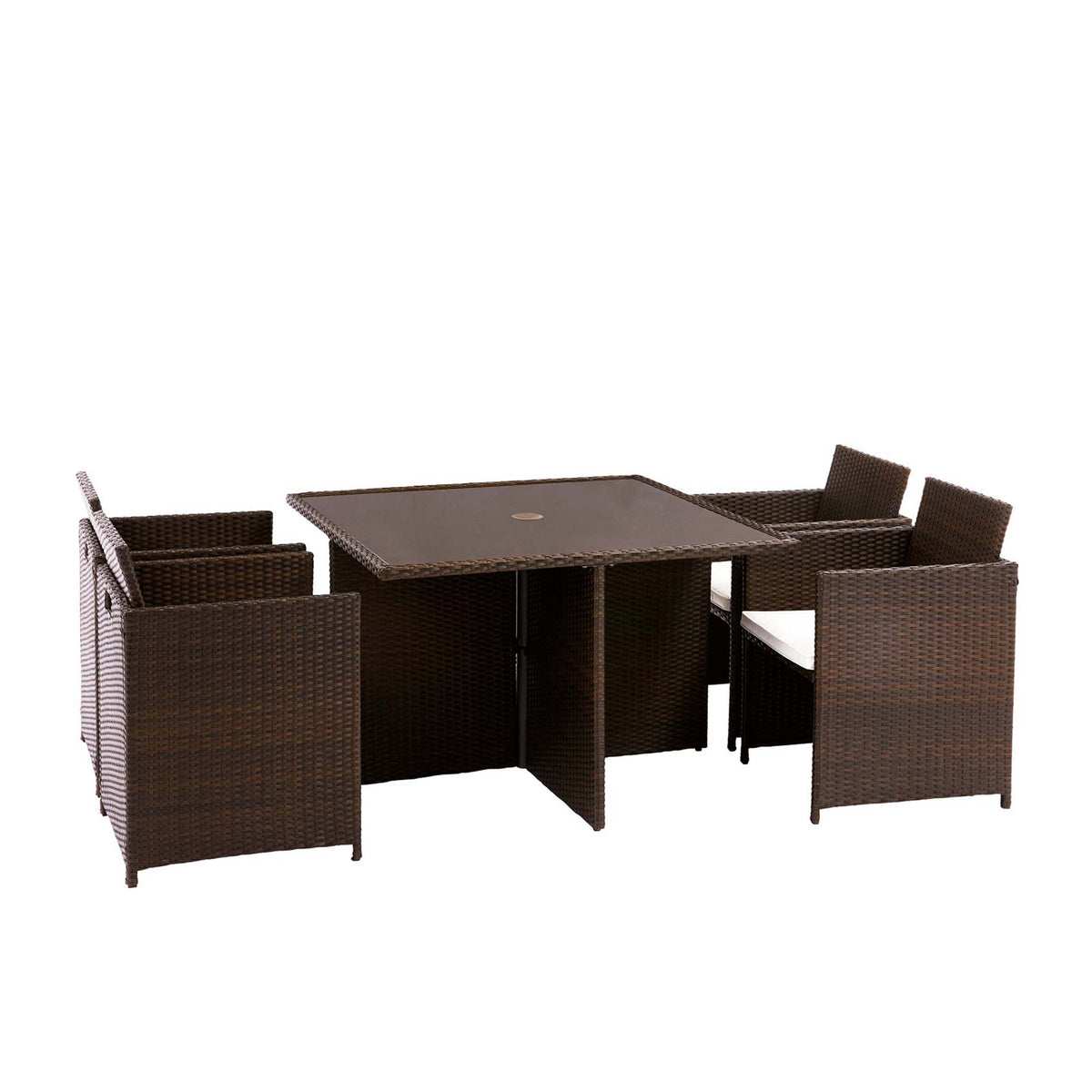 Vada 4 Seat Rattan Cube Set - Brown