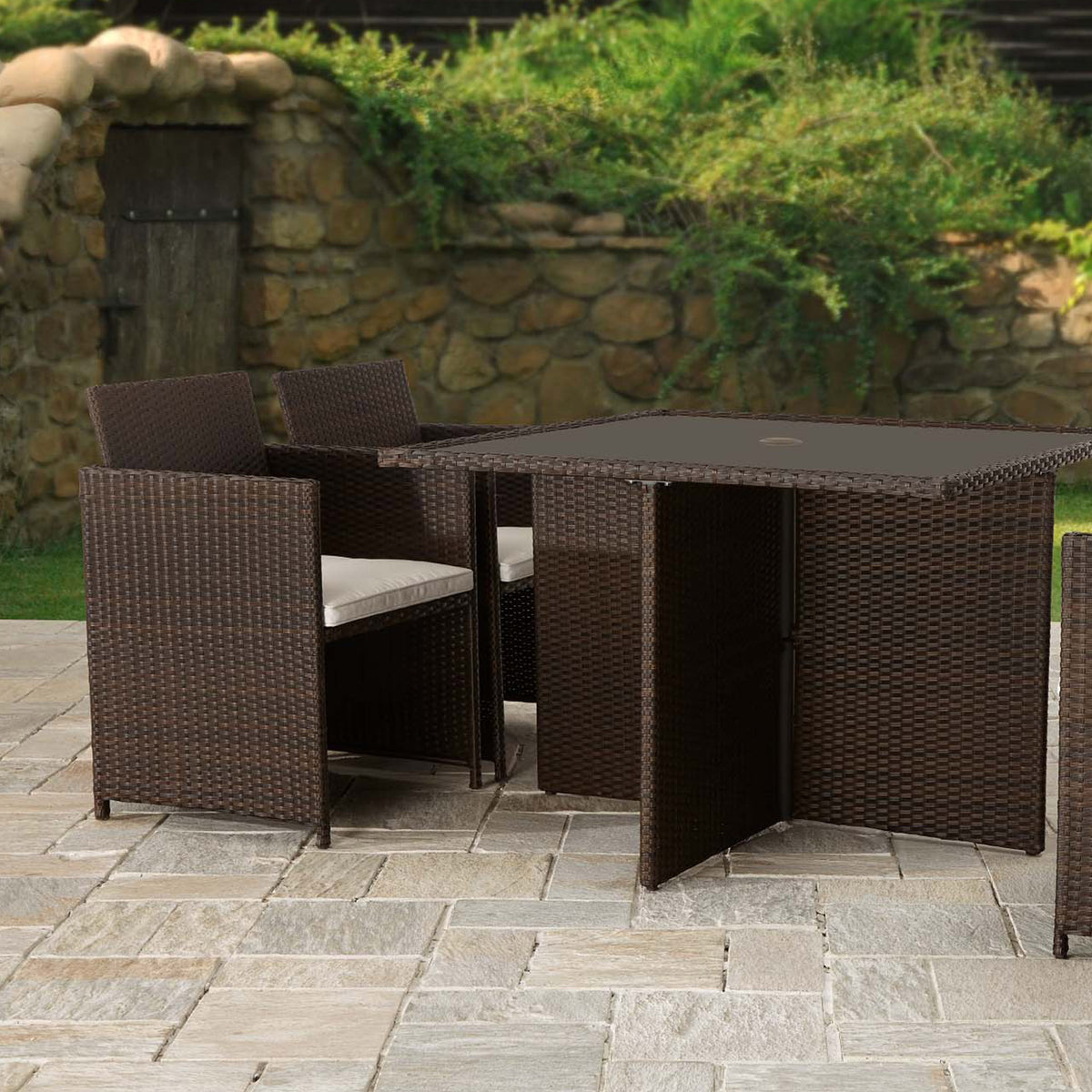 Vada 4 Seat Rattan Cube Set - Brown