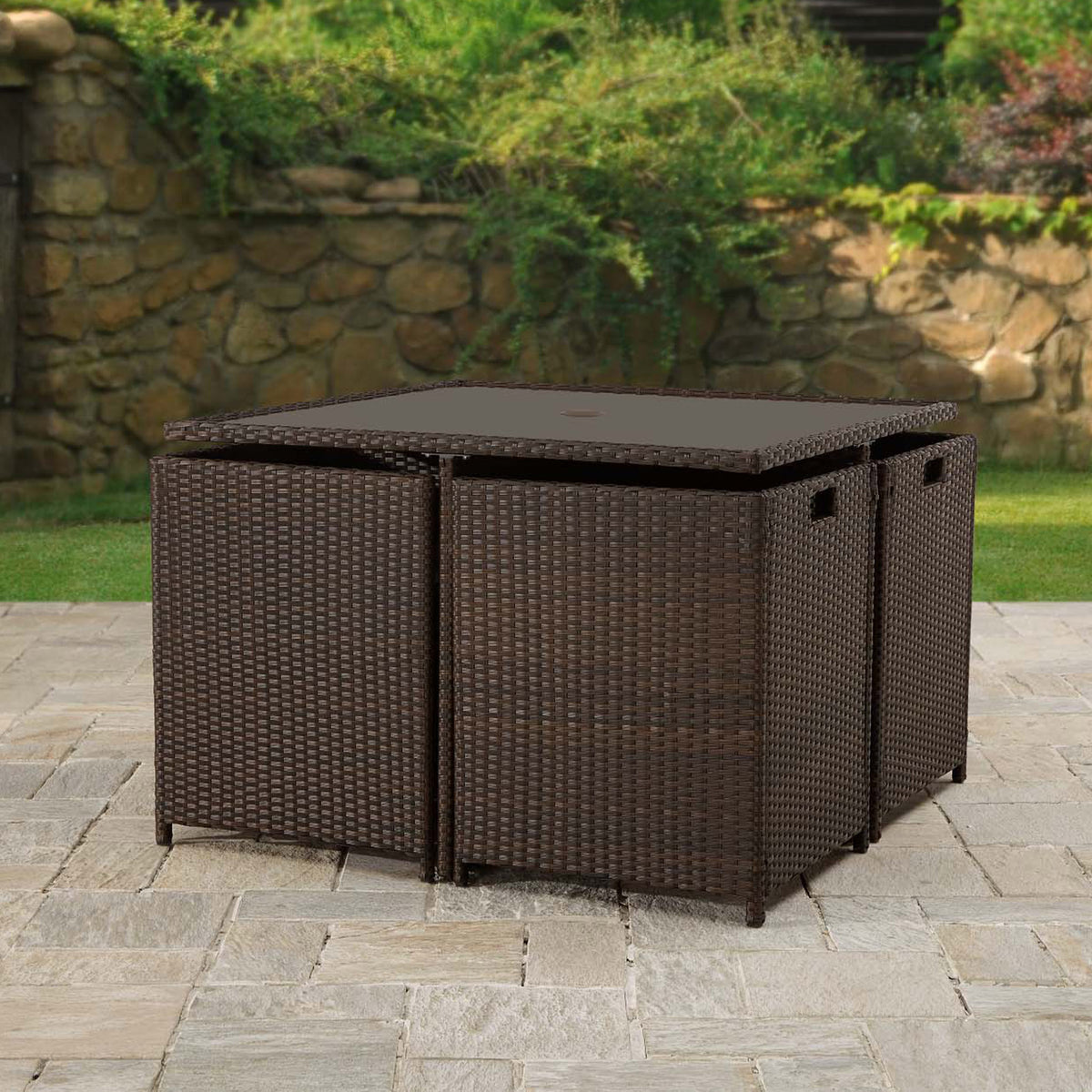 Vada 4 Seat Rattan Cube Set - Brown