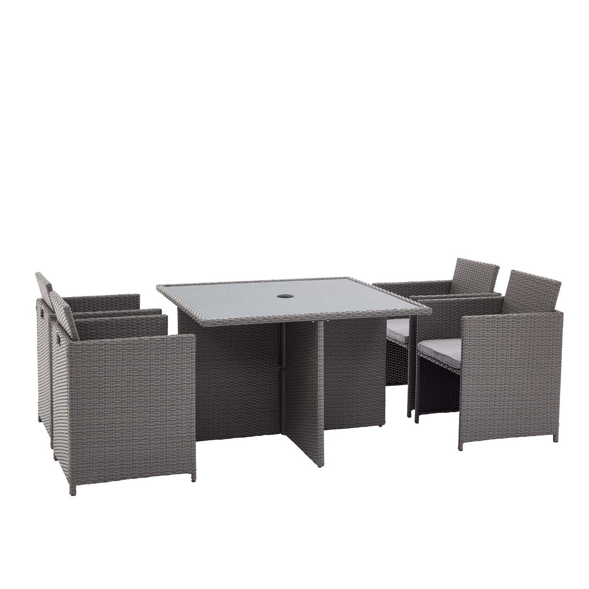 Vada 4 Seat Rattan Cube Set - Grey  