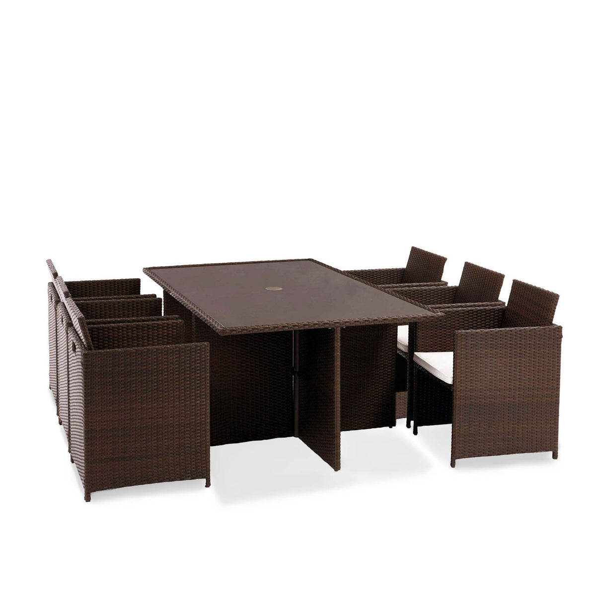 Vada Brown 6 Seat Rattan Cube Set