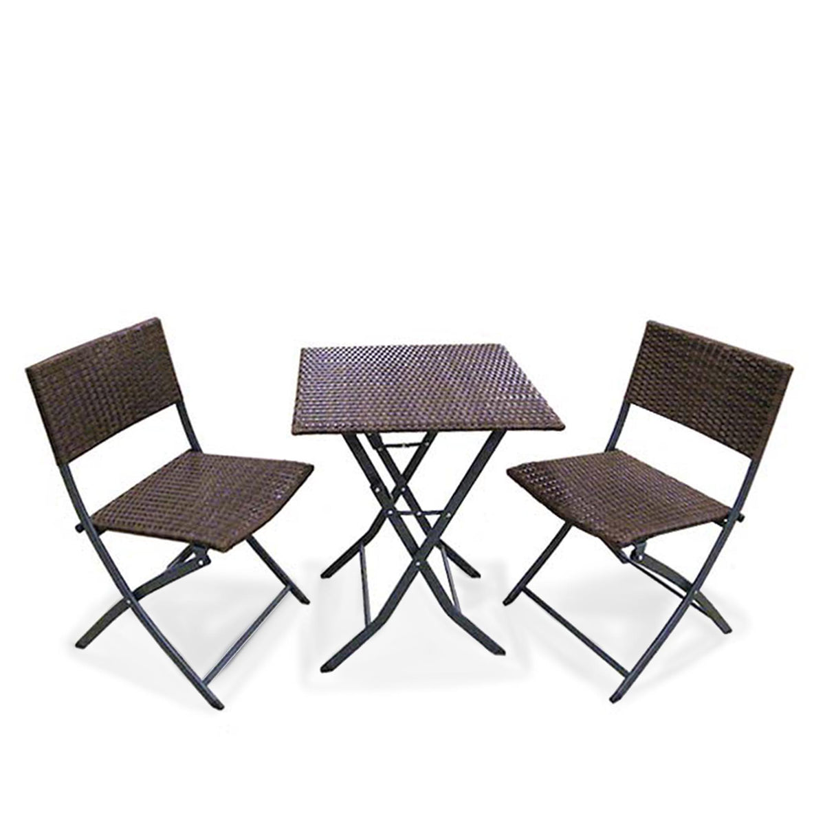 Vada Brown Rattan Folding Bistro Set by Roseland Furniture