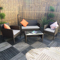 Vada Brown Rattan Conversation Garden Sofa Set 