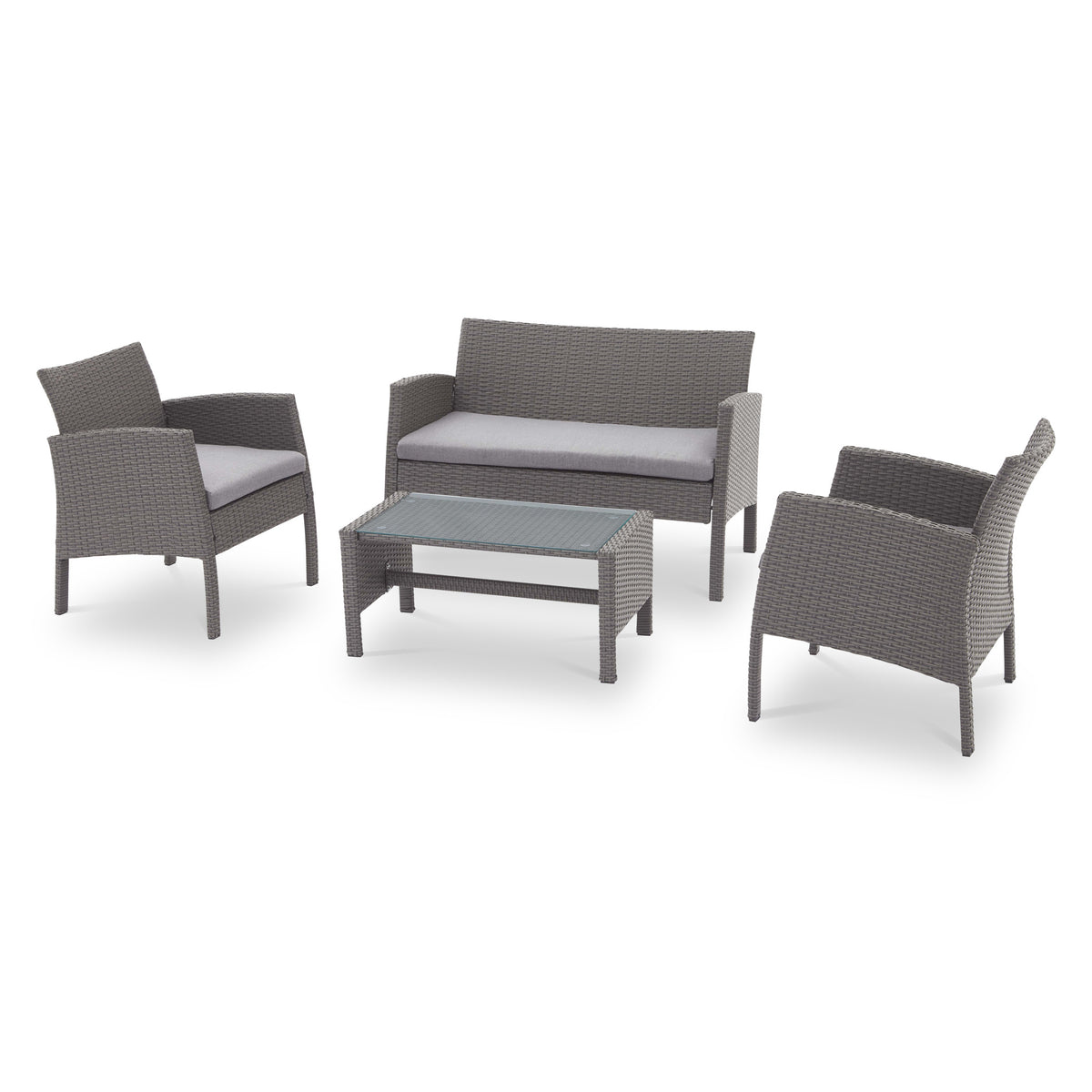 Vada Grey Rattan Conversation Garden Sofa Set from Roseland Furniture