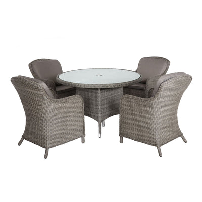 Paris 4 Seat 110cm Lux Rattan Dining Set