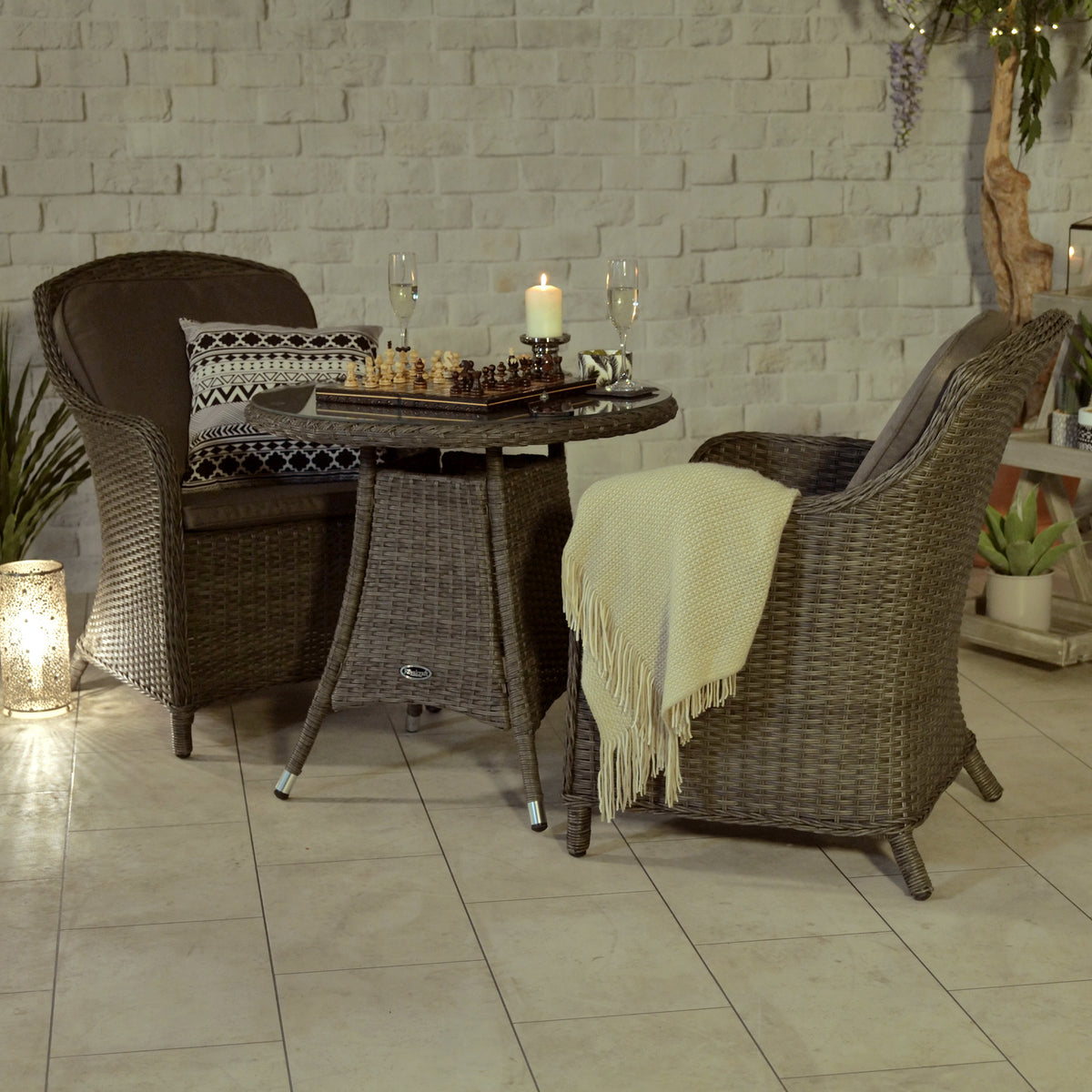 Paris 2 Seat Lux Rattan Bistro Set