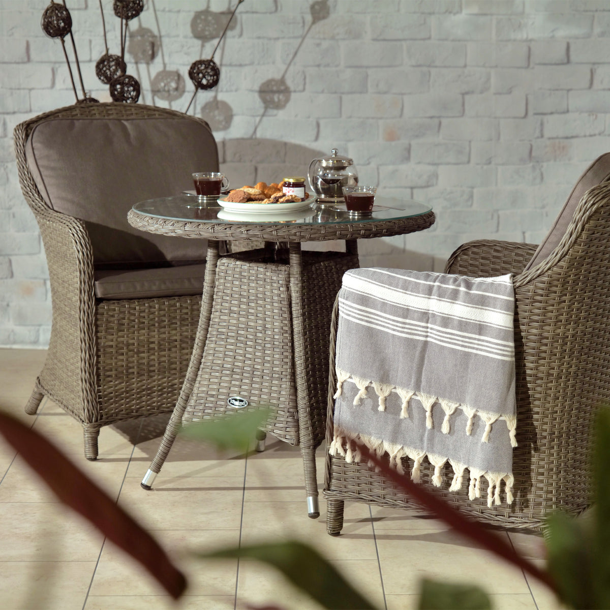 Paris 2 Seat Lux Rattan Bistro Set