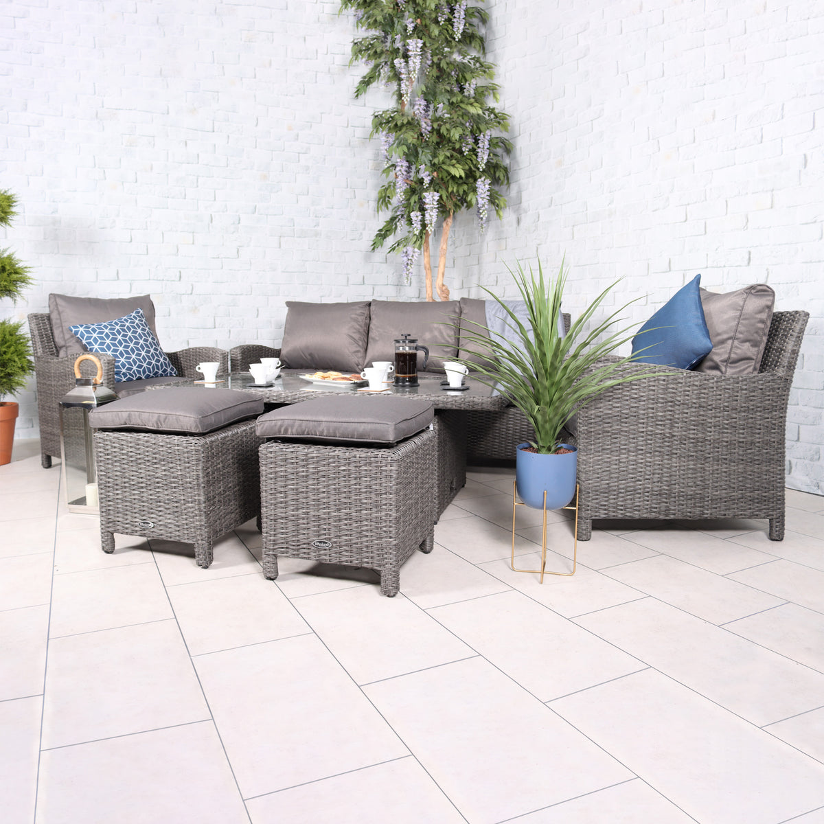 Paris Rattan Seven Seater Deluxe Sofa Dining Set