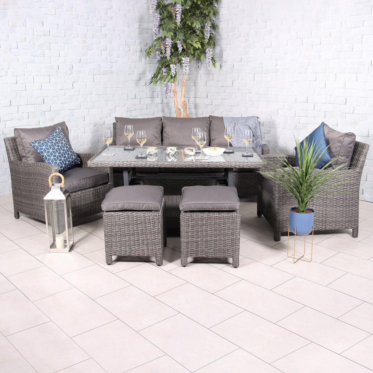 Paris Rattan Seven Seater Deluxe Sofa Dining Set