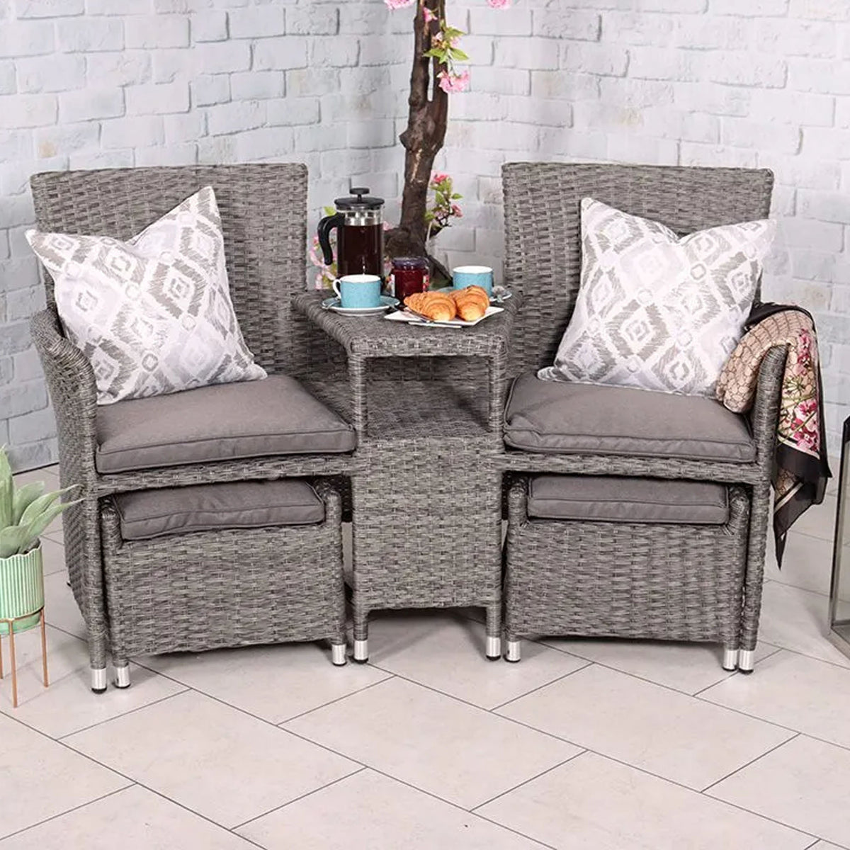 Paris Deluxe Rattan Companion Love Seat Set